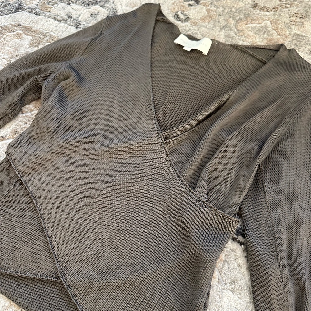 Michelle Mason Metallic Faux Wrap Knit Sweater